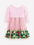 Mini Boden Kids' Velvet Tulle Festive Party Dress, Pink