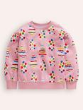 Mini Boden Kids' Cotton Tree Printed Relaxed Sweatshirt, Pink/Multi