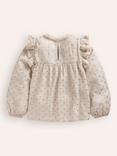 Mini Boden Kids' Spot Smocked Ruffle Blouse, Multi