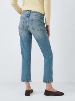 John Lewis Cropped Slim Leg Jeans - view 2, Blue Mid Wash