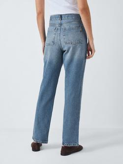 John Lewis Authentic Straight Leg Jeans - view 2, Washed Light Blue