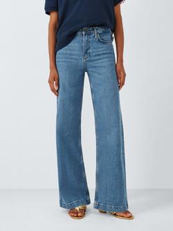 John Lewis High Waist Wide Leg Jeans, Light Wash Blue