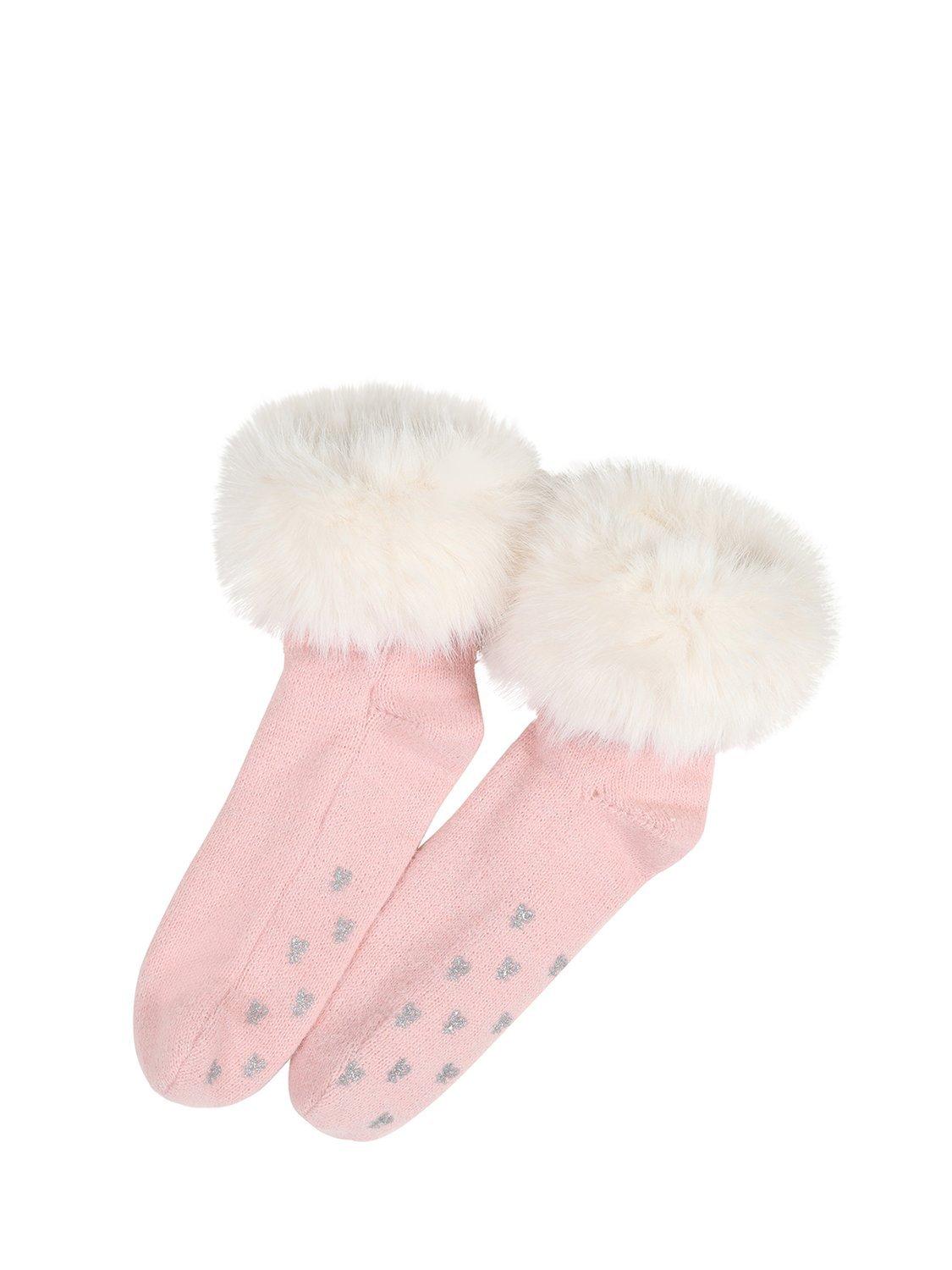 Product image 2 of 4, which shows HotSquash Hearts Cosy Slipper Socks, Baby Pink, S-M