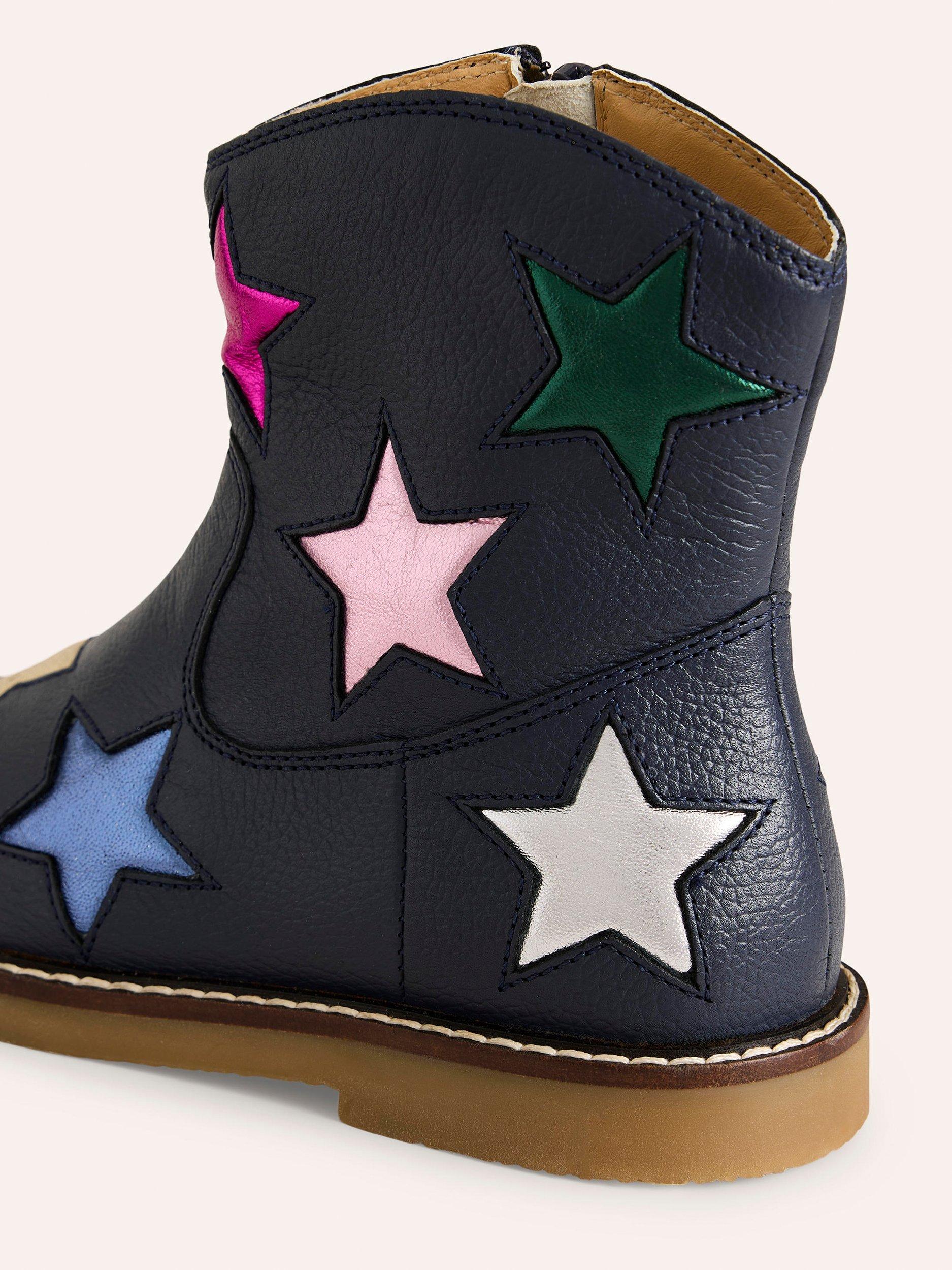 Mini Boden Kids Leather Ankle Boots Navy Multi