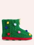 Mini Boden Kids' Christmas Slipper Boots, Veridian Green