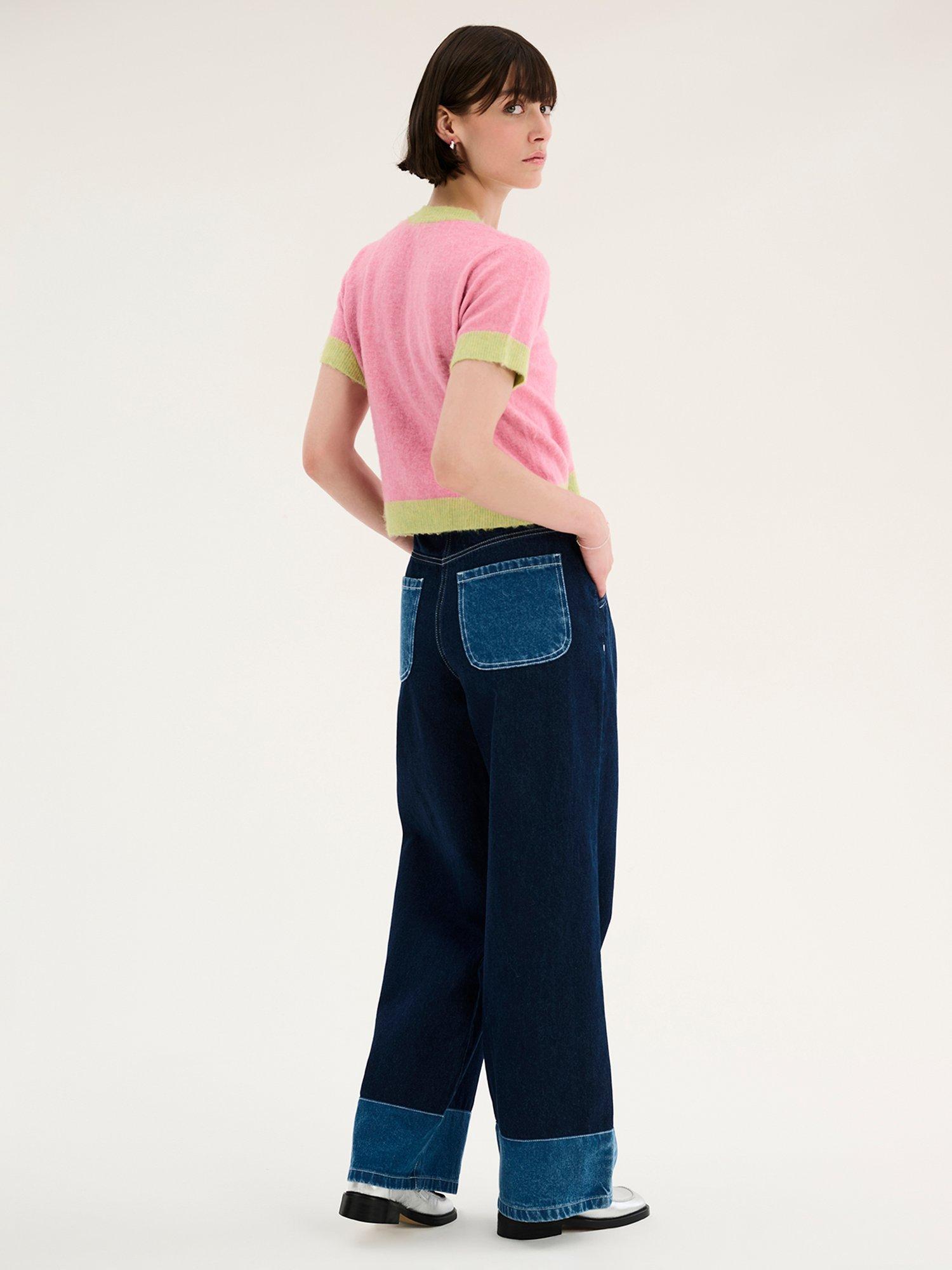 Product image 2 of 5, which shows OMNES Lexi Short Sleeve Jumper, Pink/Green, XS