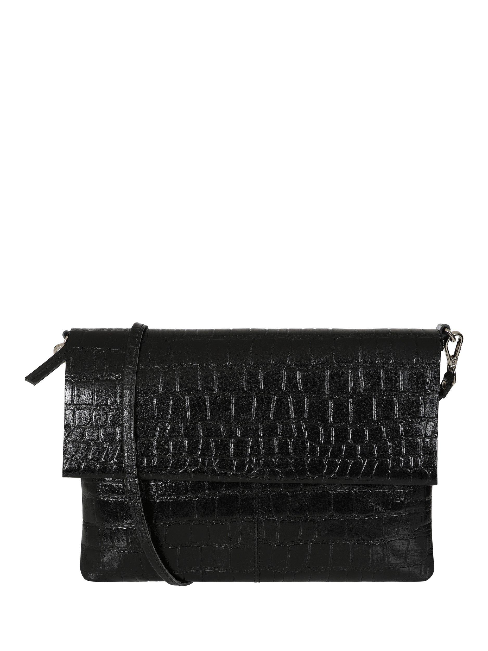 HotSquash Croc Effect Fold Over Leather Clutch Bag