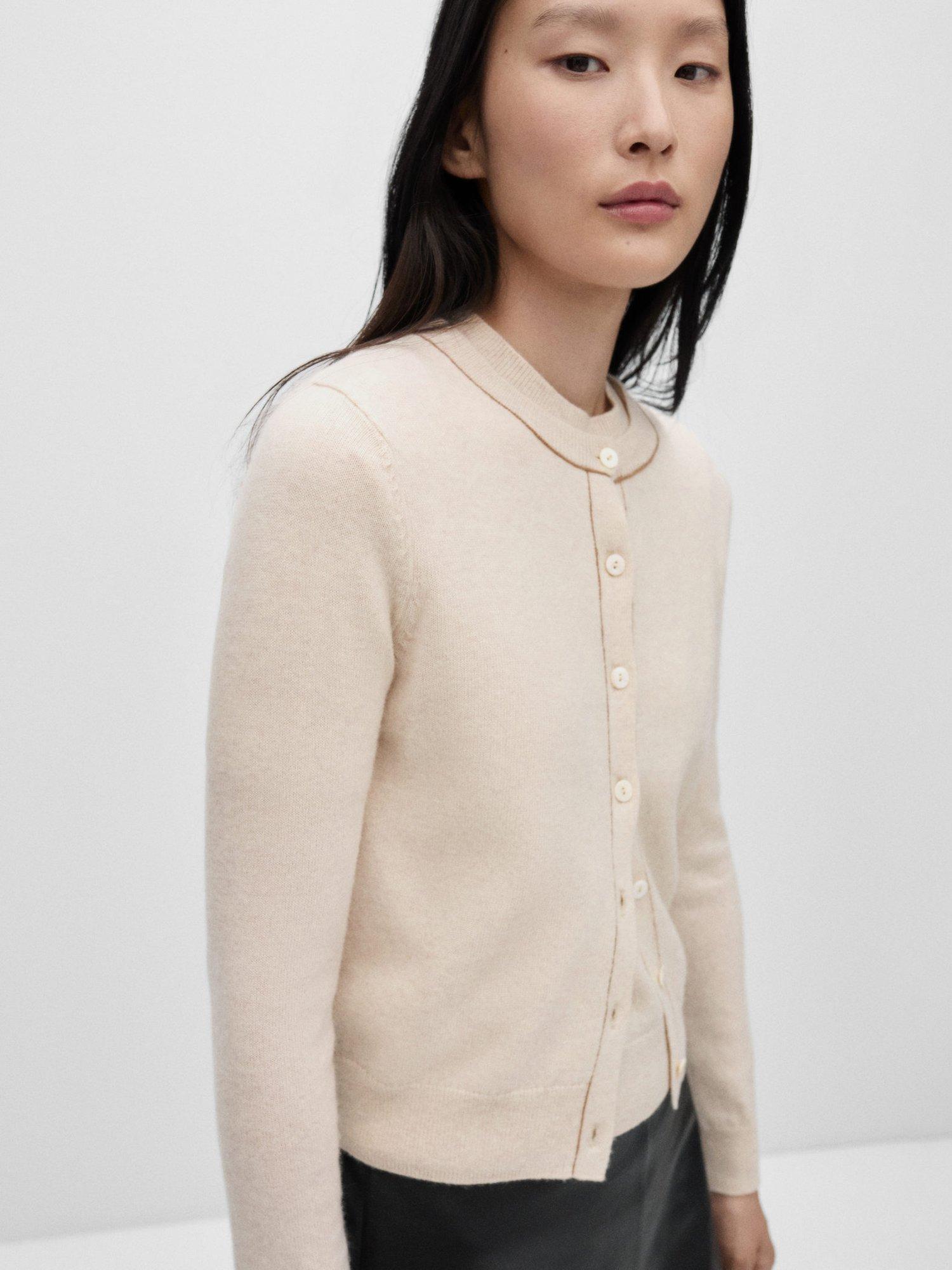 Mango Manuel Wool Cardigan, Cream