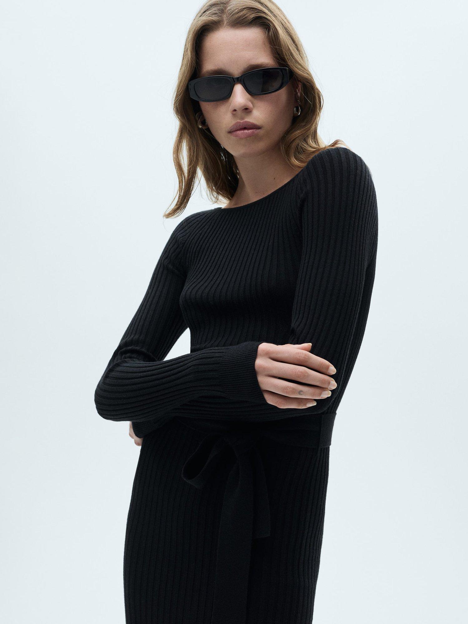 Product image 1 of 7, which shows Mango Goleto Off Shoulder Dress, Black, 8