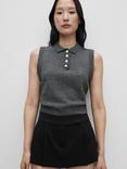 Mango Linito Wool Vest, Dark Grey