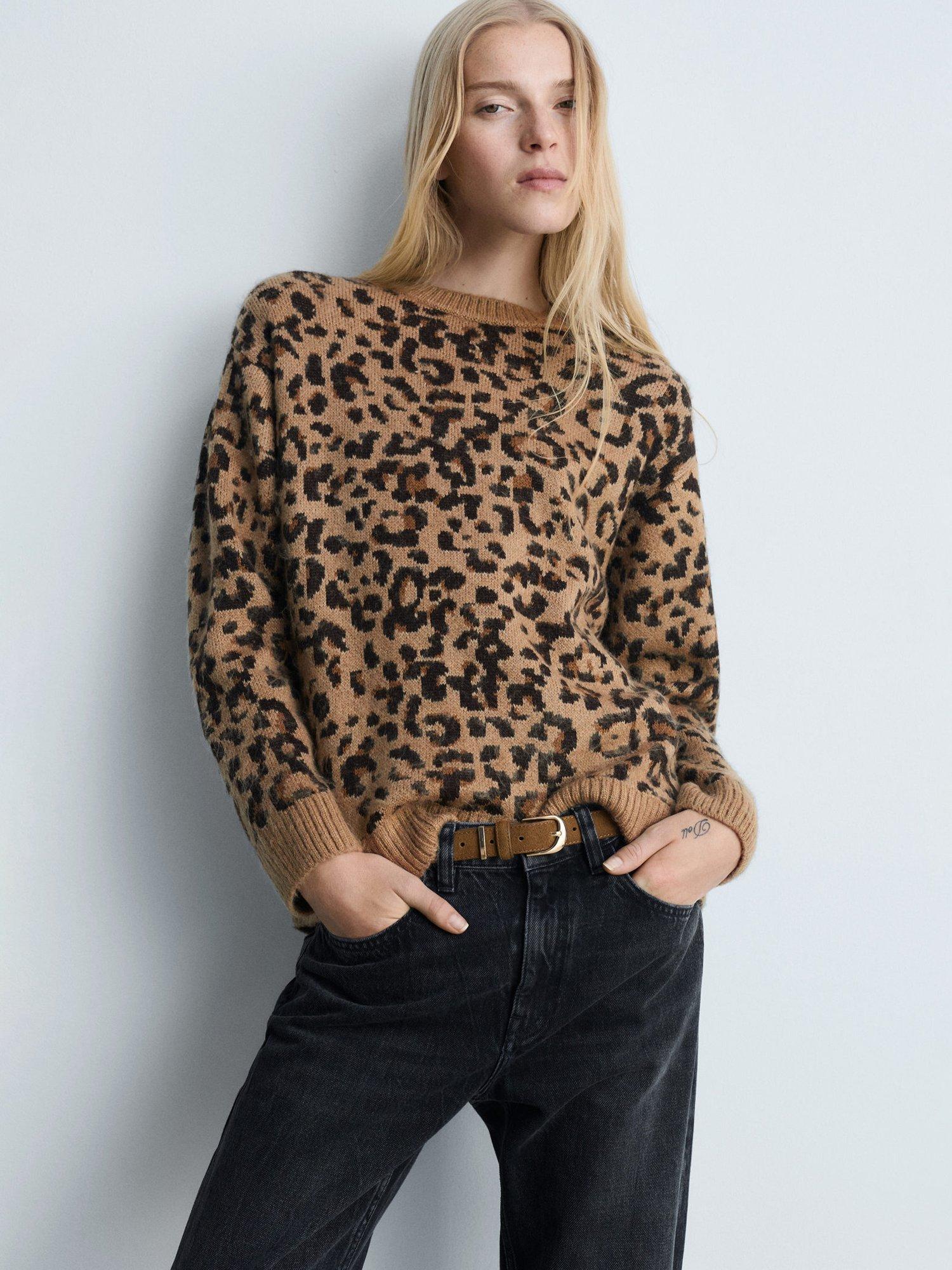 Mango Pardo Leopard Print Jumper, Brown