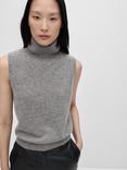 Mango Manuel Wool Roll Neck Sleeveless Knit, Grey