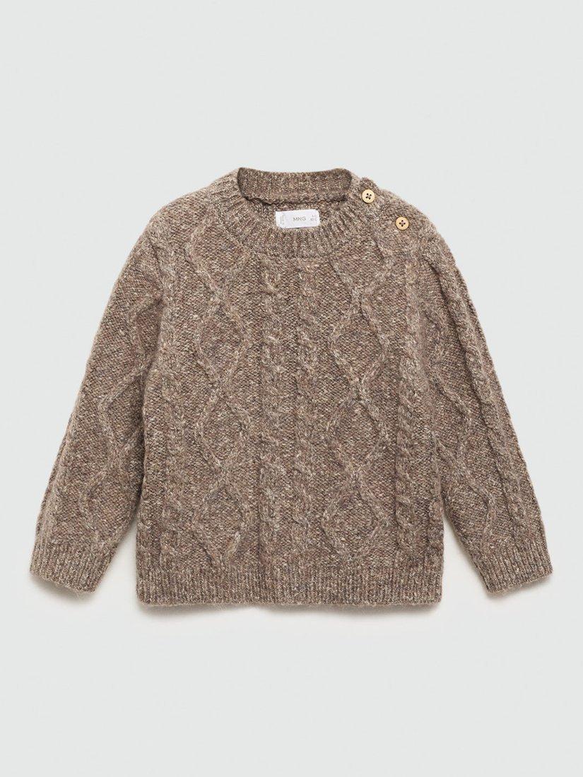 Mango Kids' Samuel Textured Jumper, Brown Melange