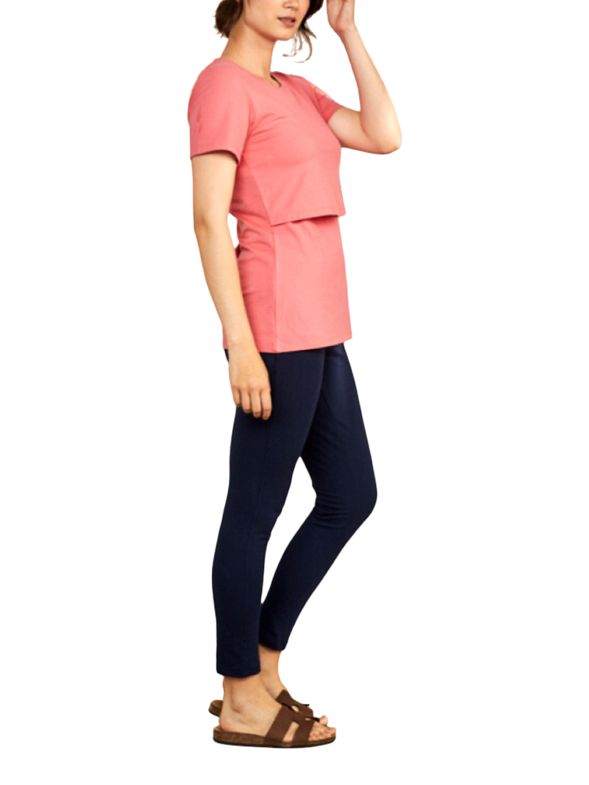 Product image 1 of 4, which shows Bshirt Lift The Flap Nursing T-Shirt, Rose, 8