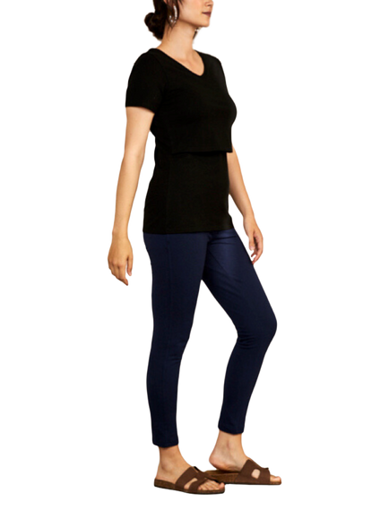 Bshirt Lift The Flap Nursing V-Neck T-Shirt, Black, Black
