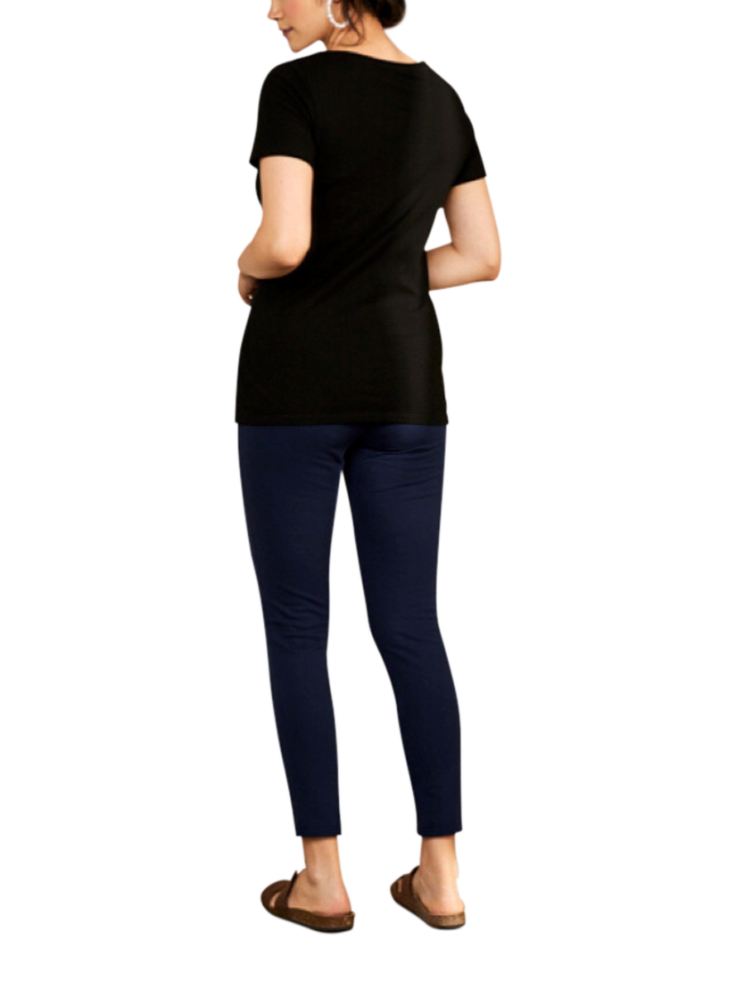 Product image 4 of 4, which shows Bshirt Lift The Flap Nursing V-Neck T-Shirt, Black, 8