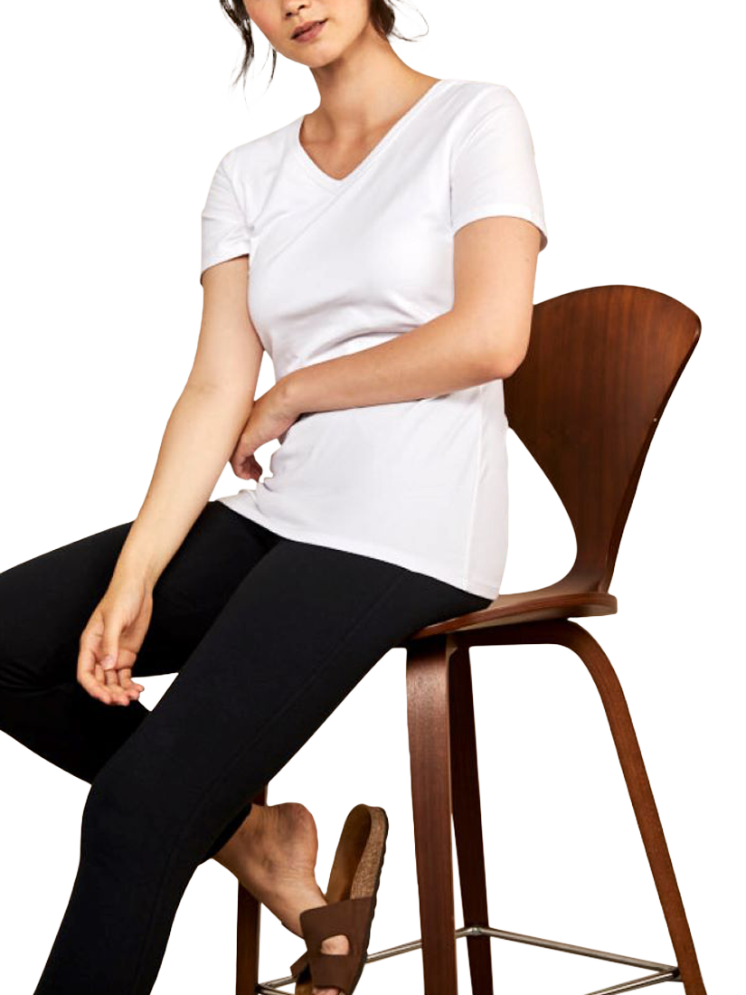 Product image 1 of 5, which shows Bshirt Lift The Flap Nursing V-Neck T-Shirt, White, 8