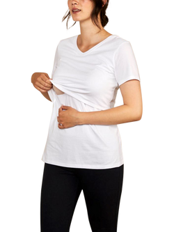 Bshirt Lift The Flap Nursing V-Neck T-Shirt, White - view 2, White