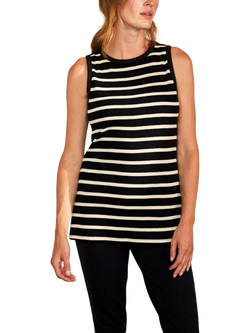 Bshirt Rib Racer Organic Cotton Vest Top, Black/White, Black/White