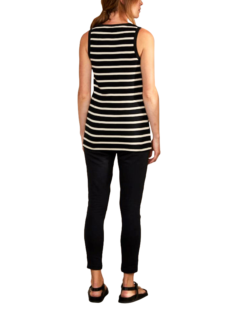 Product image 2 of 4, which shows Bshirt Rib Racer Organic Cotton Vest Top, Black/White, 8