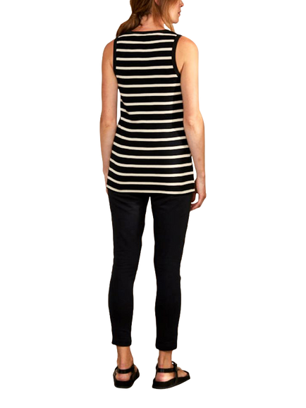 Bshirt Rib Racer Organic Cotton Vest Top, Black/White - view 2, Black/White