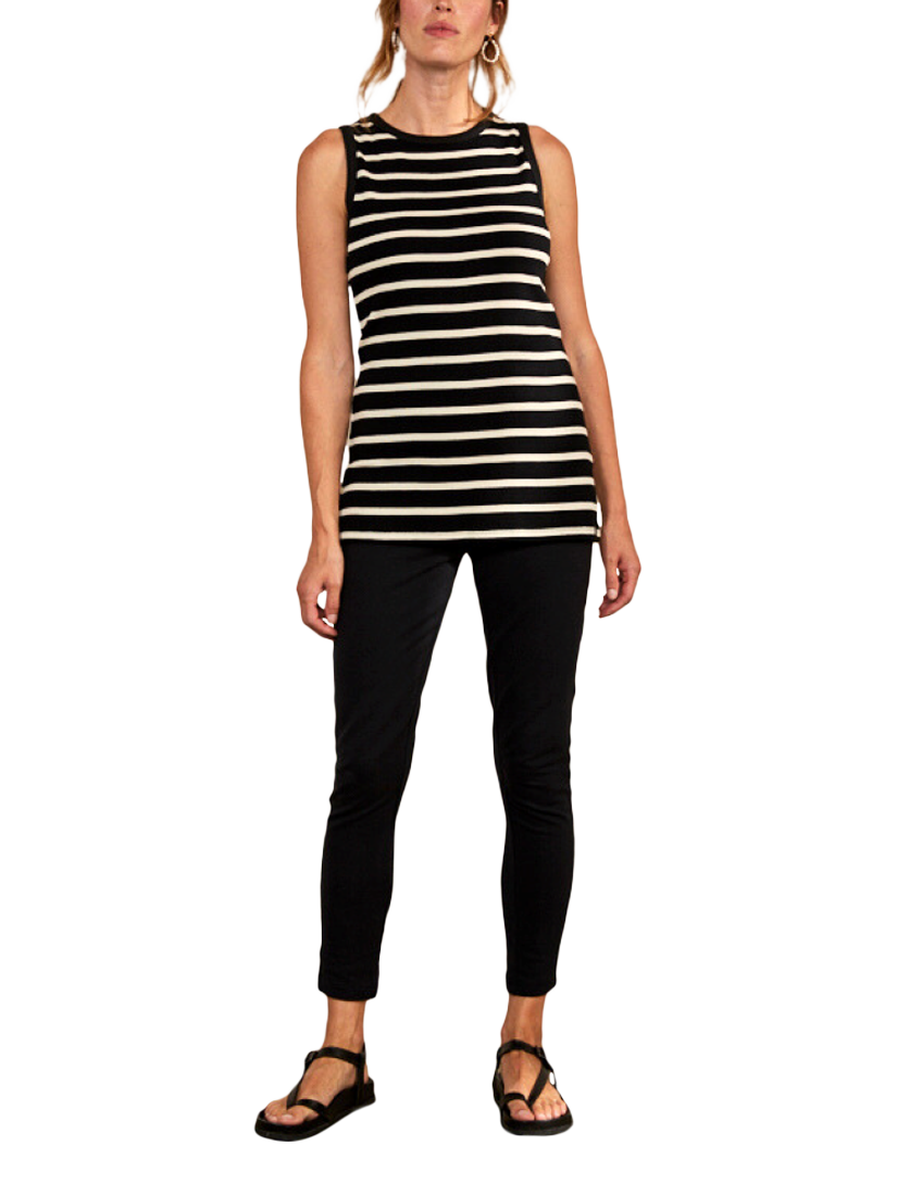 Product image 3 of 4, which shows Bshirt Rib Racer Organic Cotton Vest Top, Black/White, 8