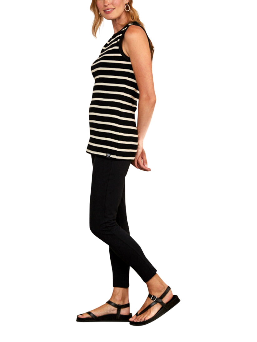 Product image 4 of 4, which shows Bshirt Rib Racer Organic Cotton Vest Top, Black/White, 8