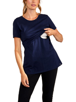 Bshirt Lift The Flap Nursing T-Shirt, Navy - view 2, Navy