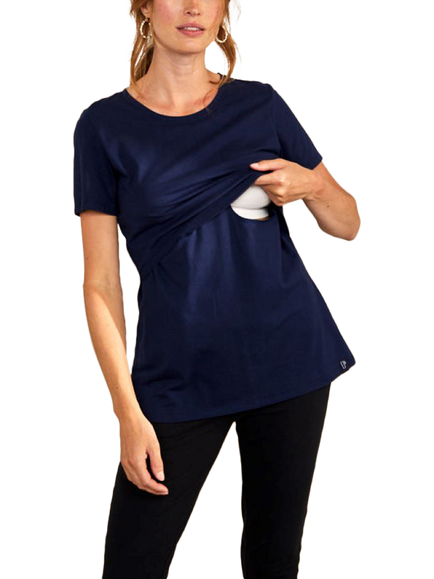 Bshirt Lift The Flap Nursing T-Shirt, Navy - view 2, Navy