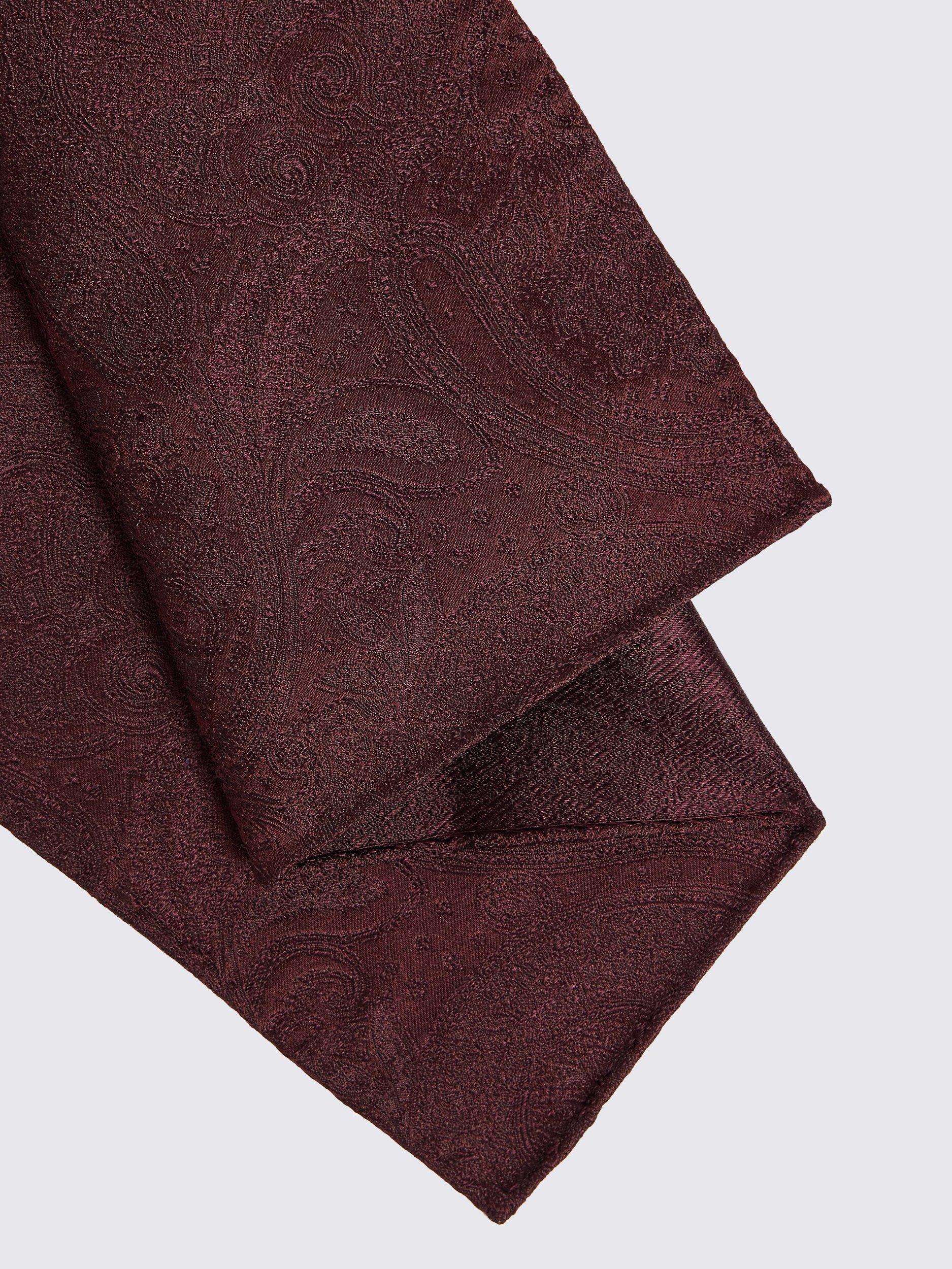 Product image 2 of 2, which shows Moss Silk Paisley Pocket Square, Red