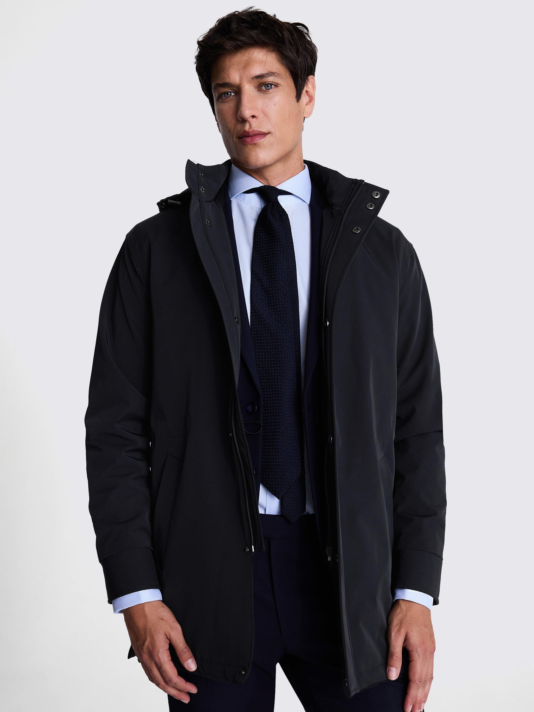 Moss Removable Hood Raincoat Navy