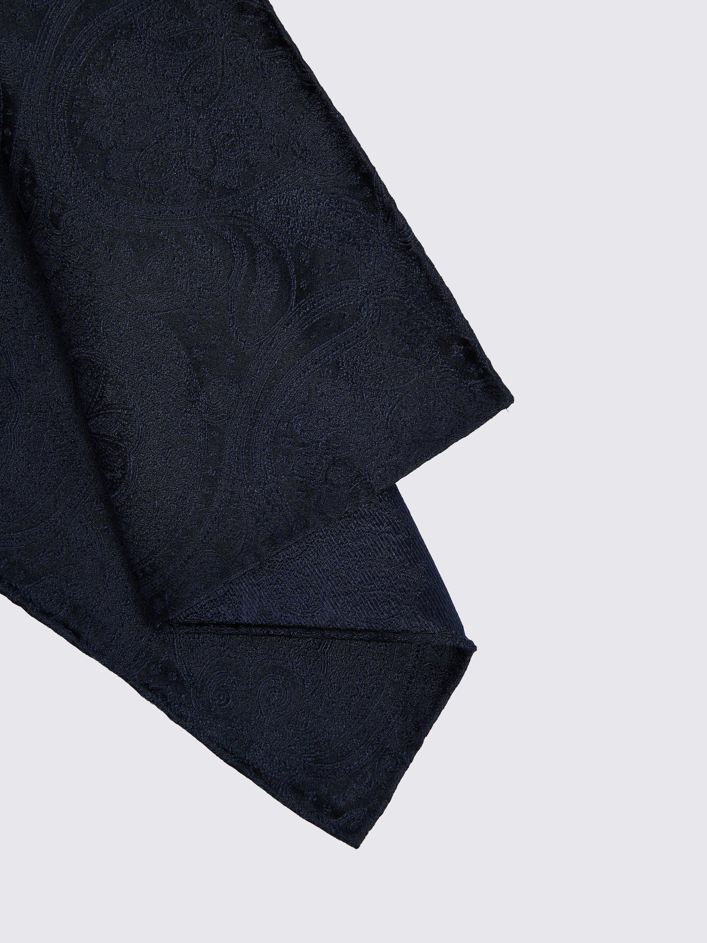 Product image 2 of 2, which shows Moss Silk Paisley Pocket Square, Blue