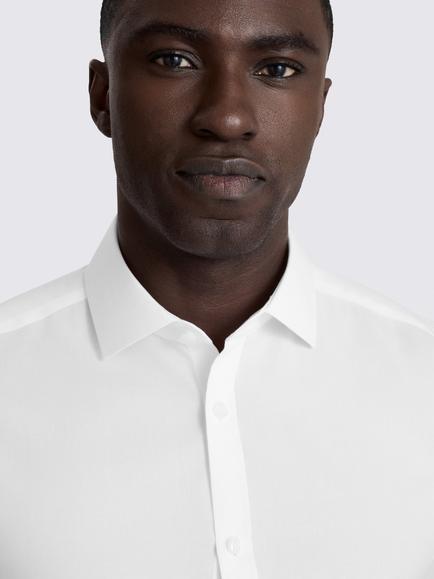 Moss Slim Fit Poplin Non-Iron Shirt, White - view 2, White