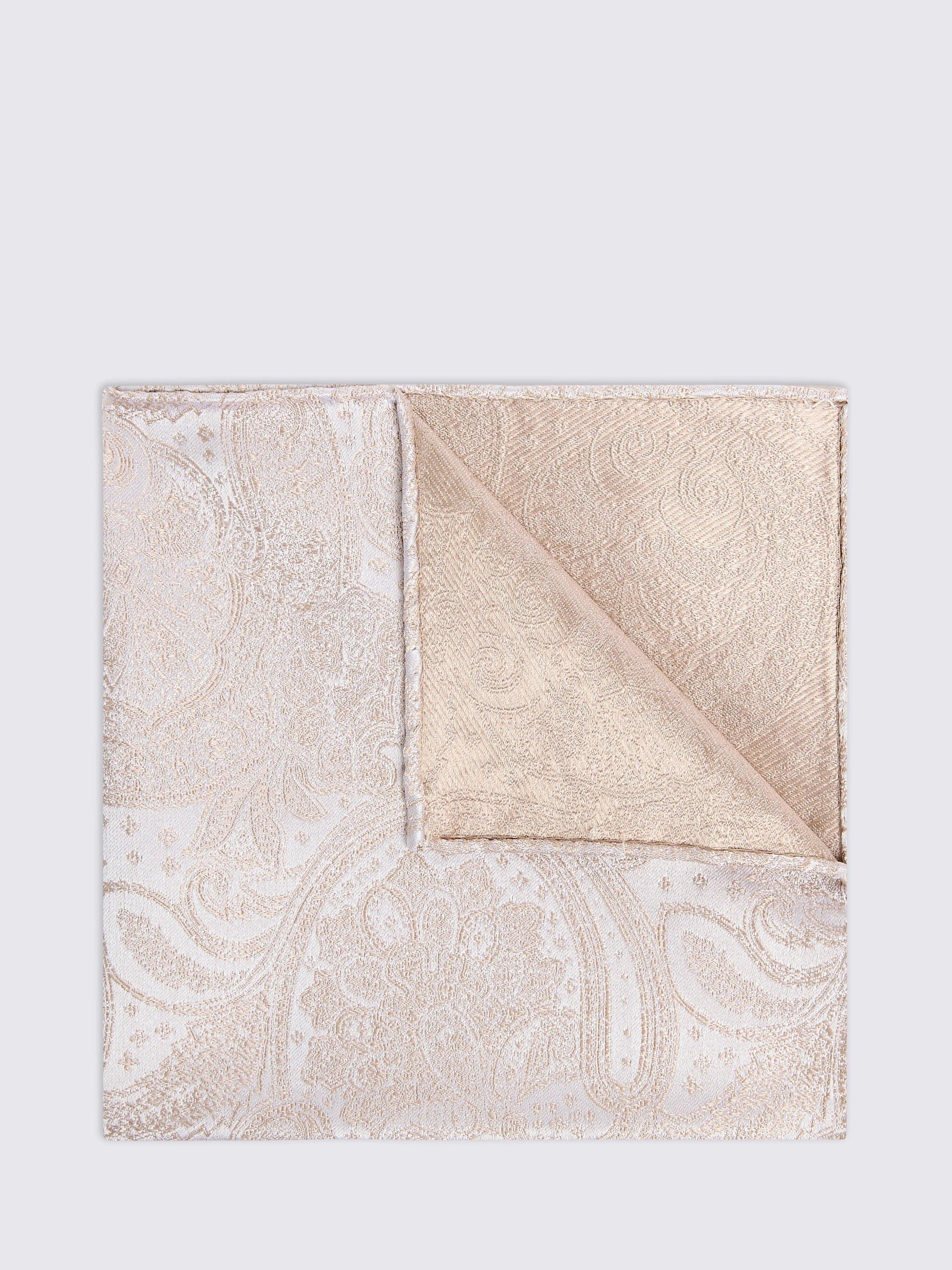 Product image 1 of 2, which shows Moss Silk Paisley Pocket Square, Yellow