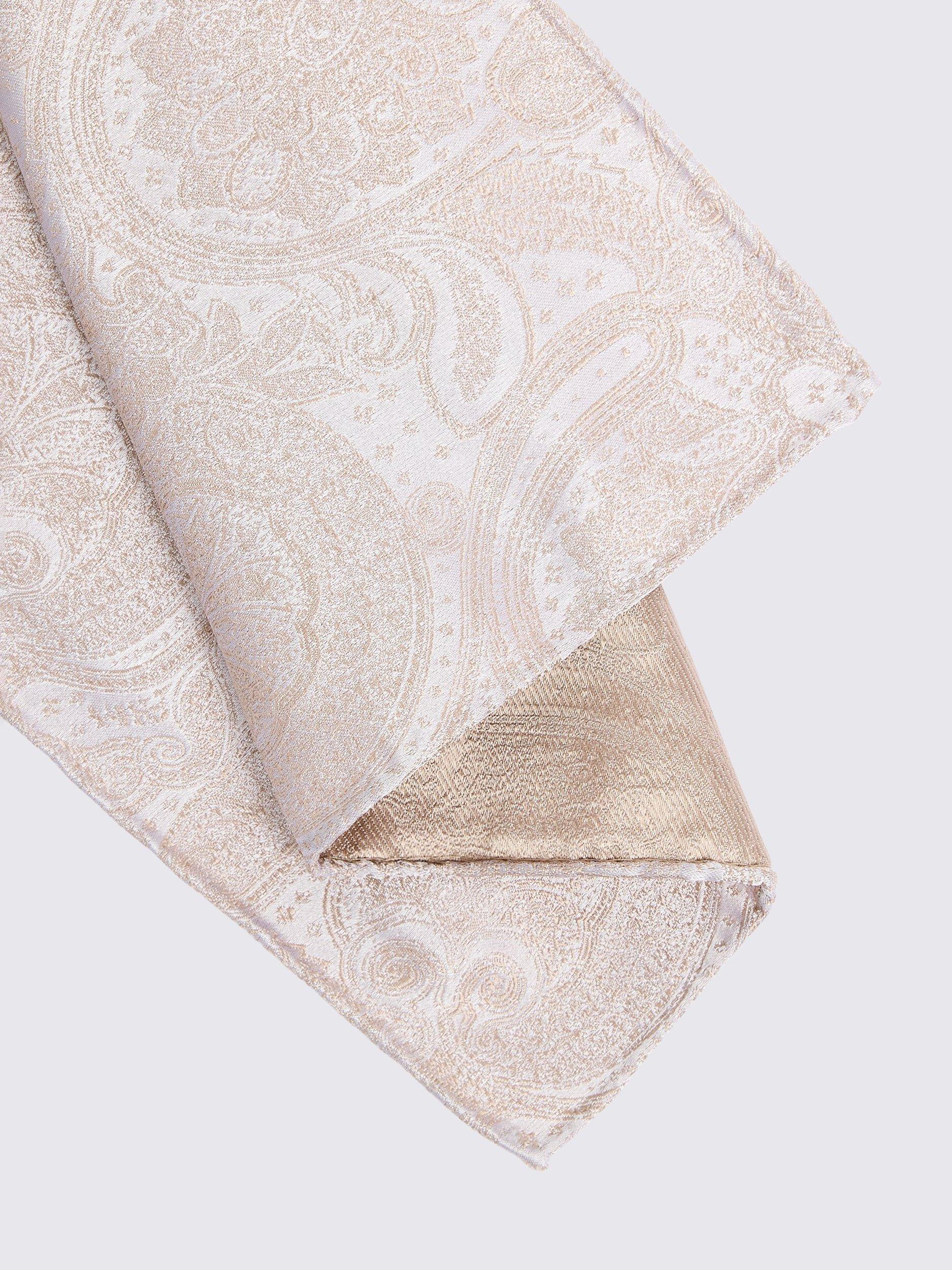 Product image 2 of 2, which shows Moss Silk Paisley Pocket Square, Yellow