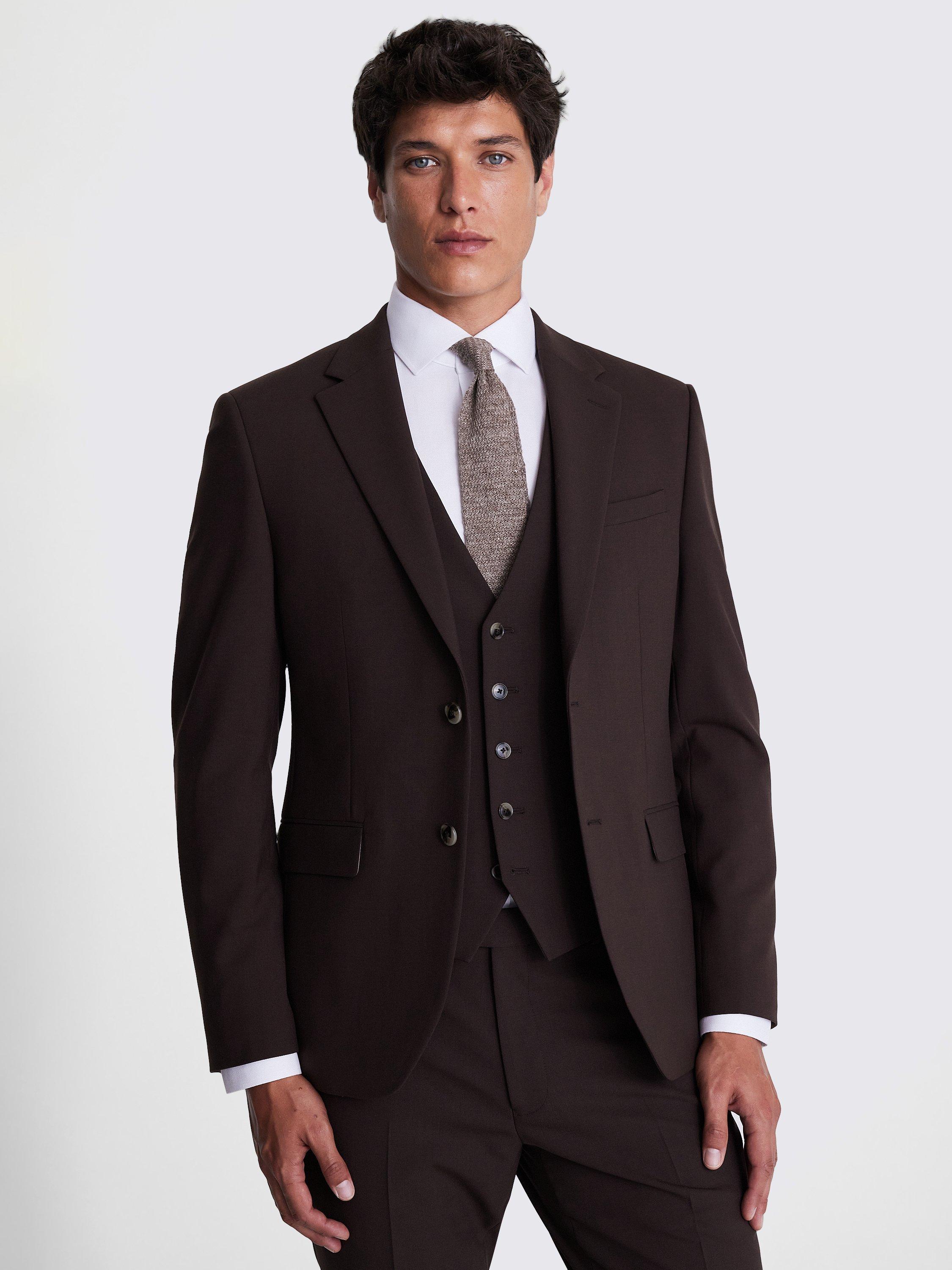 Moss X DKNY Wool Blend Slim Fit Suit Jacket Brown