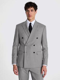 Moss Slim Fit Double Breasted Stretch Jacket, Grey