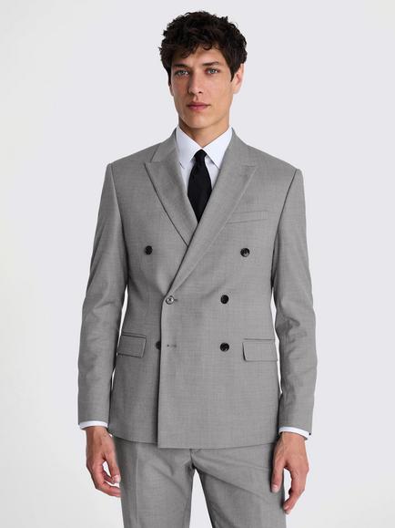 Moss Slim Fit Double Breasted Stretch Suit Jacket, Grey