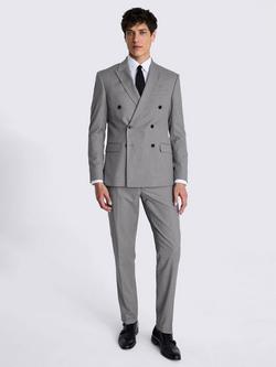 Moss Slim Fit Double Breasted Stretch Jacket - view 2, Grey