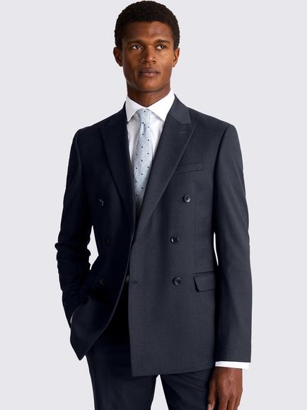 Moss Slim Fit Double Breasted Stretch Suit Jacket, Ink
