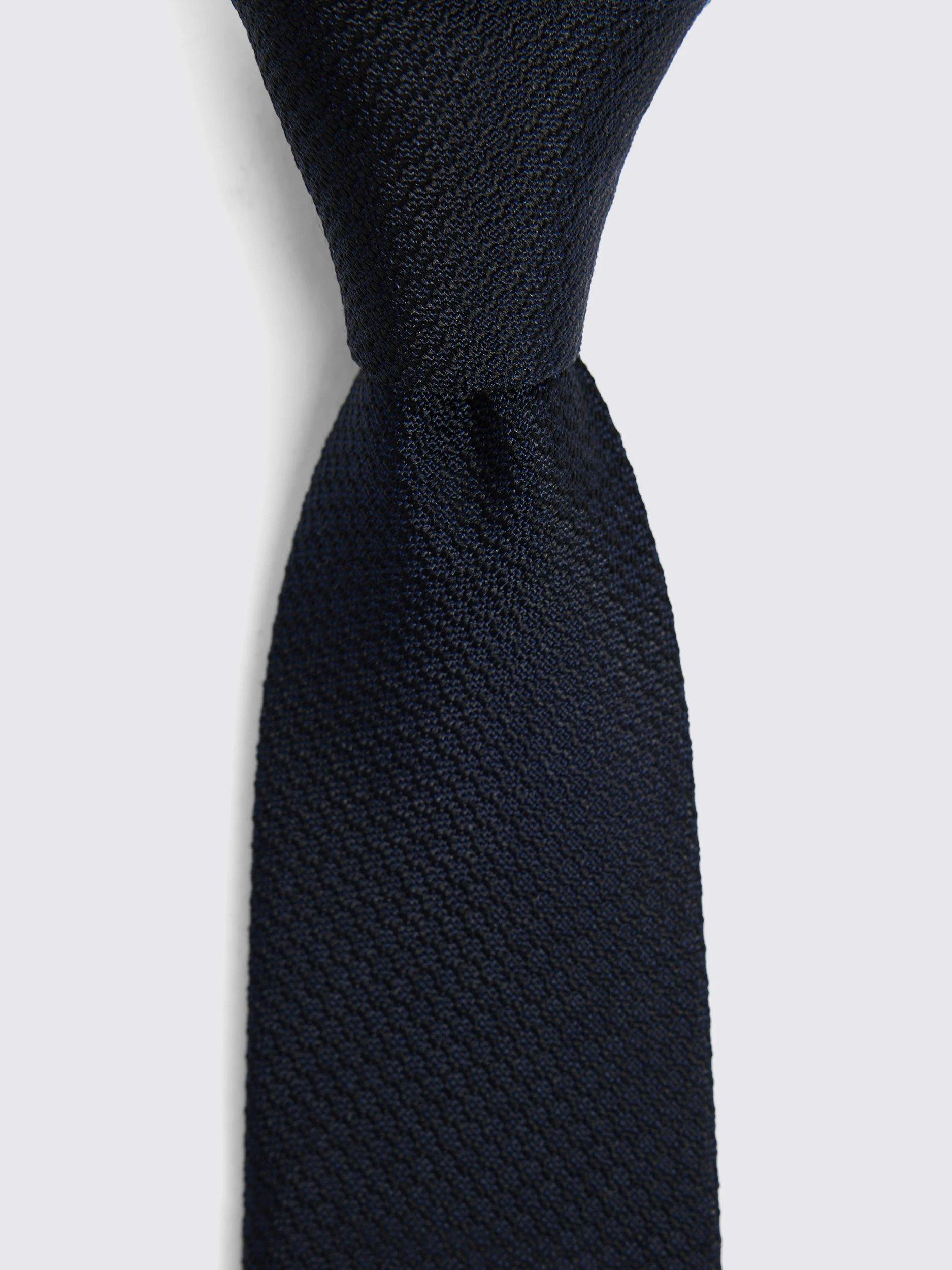 Product image 2 of 3, which shows Moss Silk Semi Plain Tie, Blue