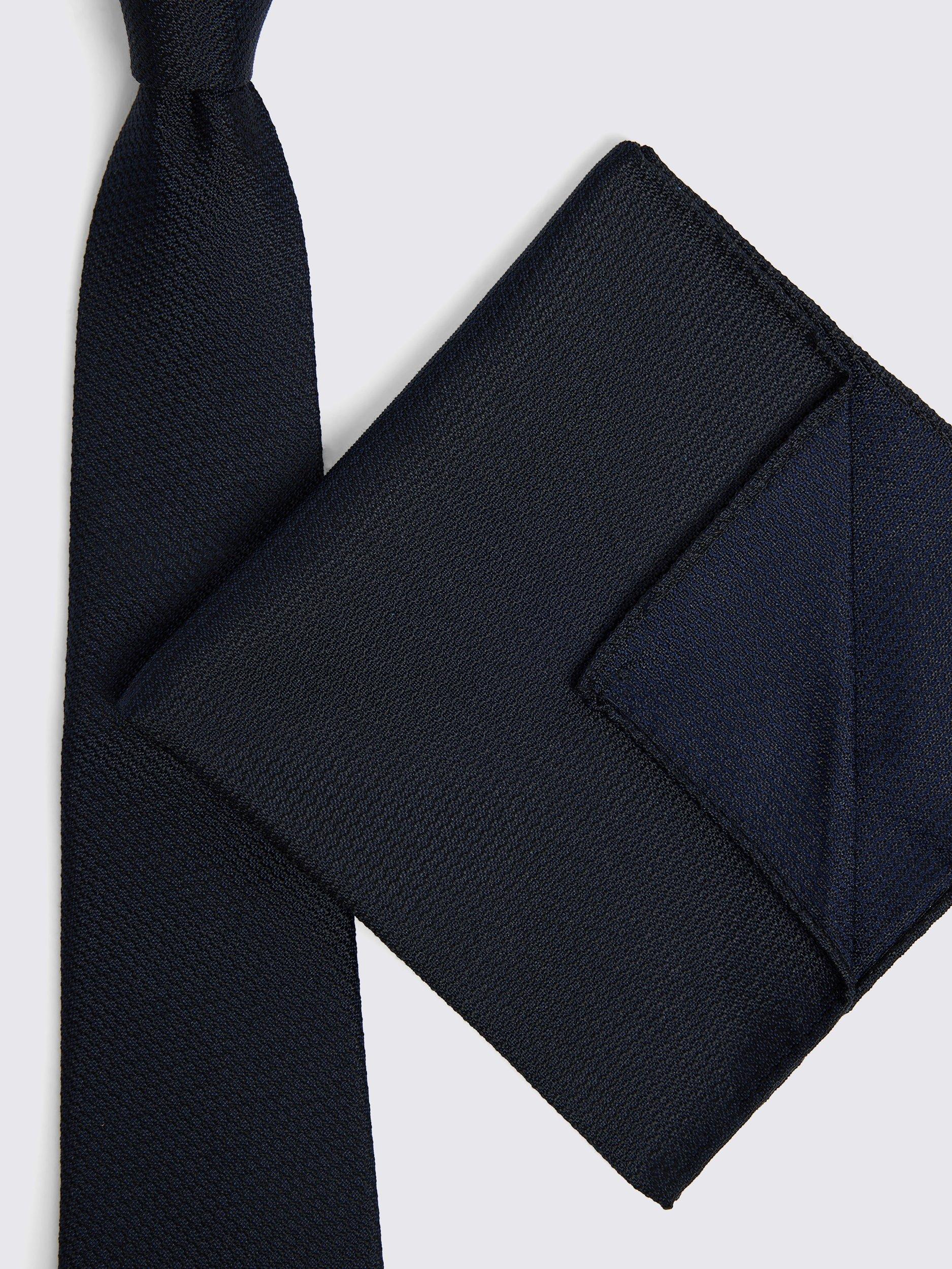 Product image 3 of 3, which shows Moss Silk Semi Plain Tie, Blue