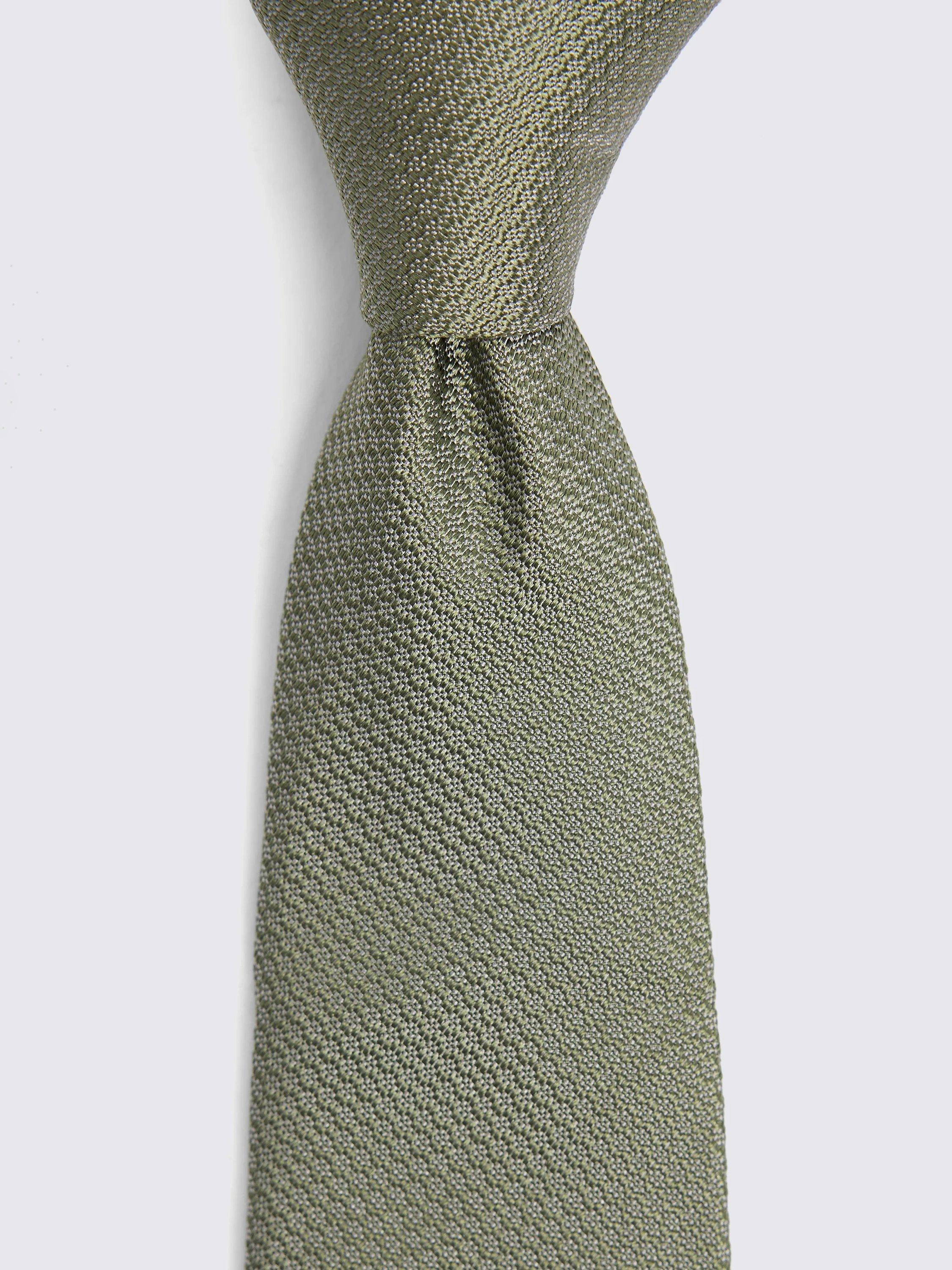 Product image 2 of 3, which shows Moss Silk Semi Textured Tie, Green