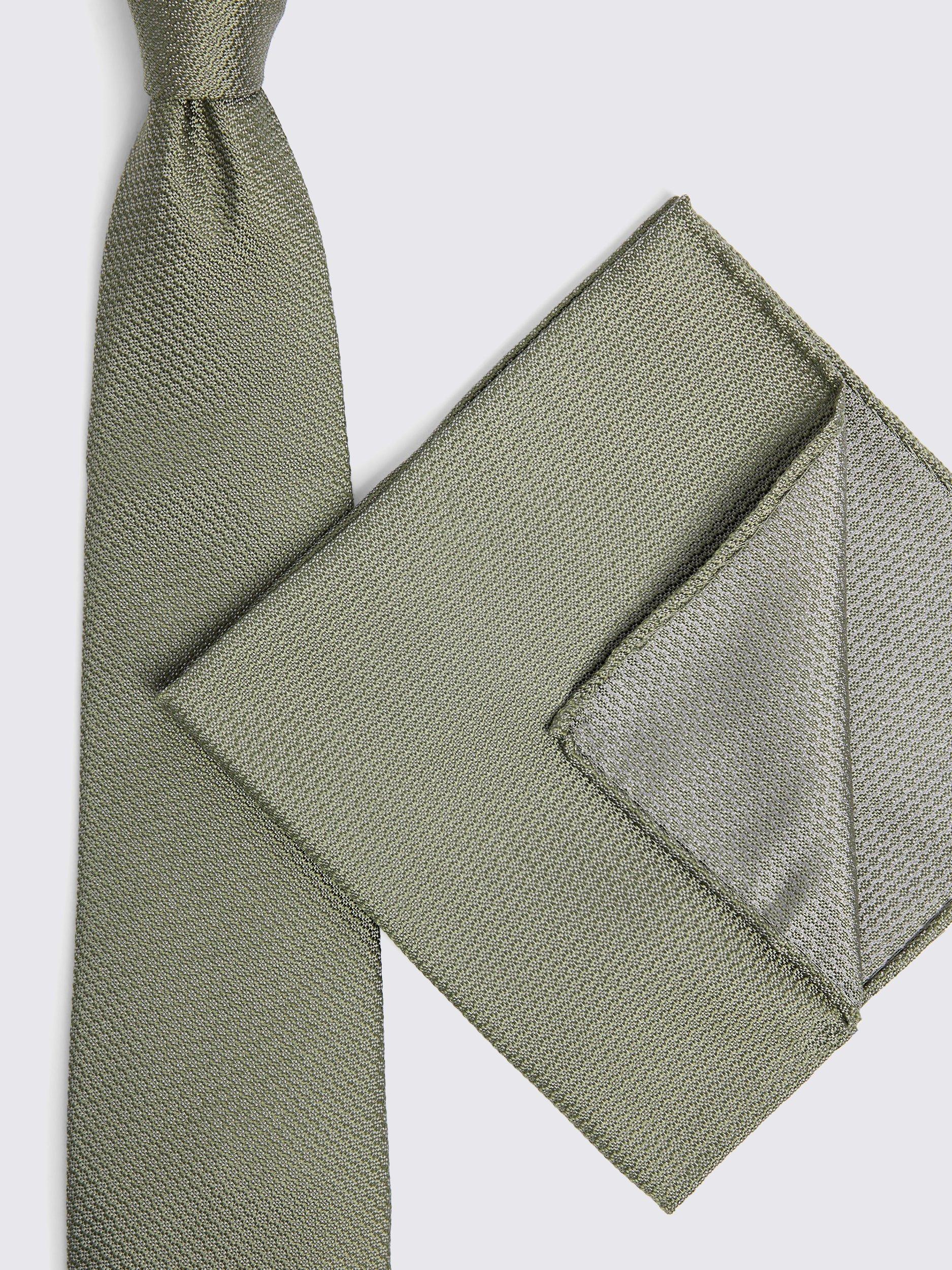Product image 3 of 3, which shows Moss Silk Semi Textured Tie, Green