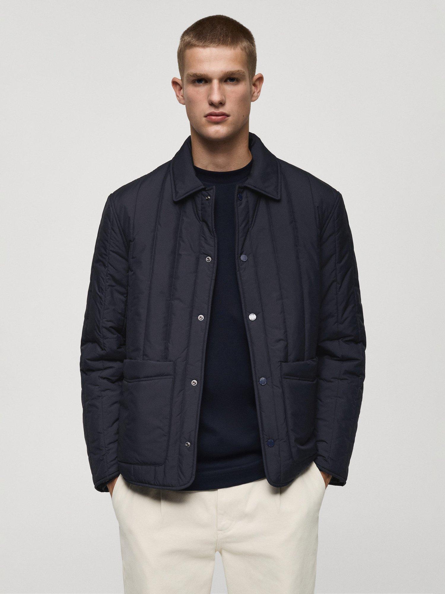Mango Quilted Husky Jacket Navy