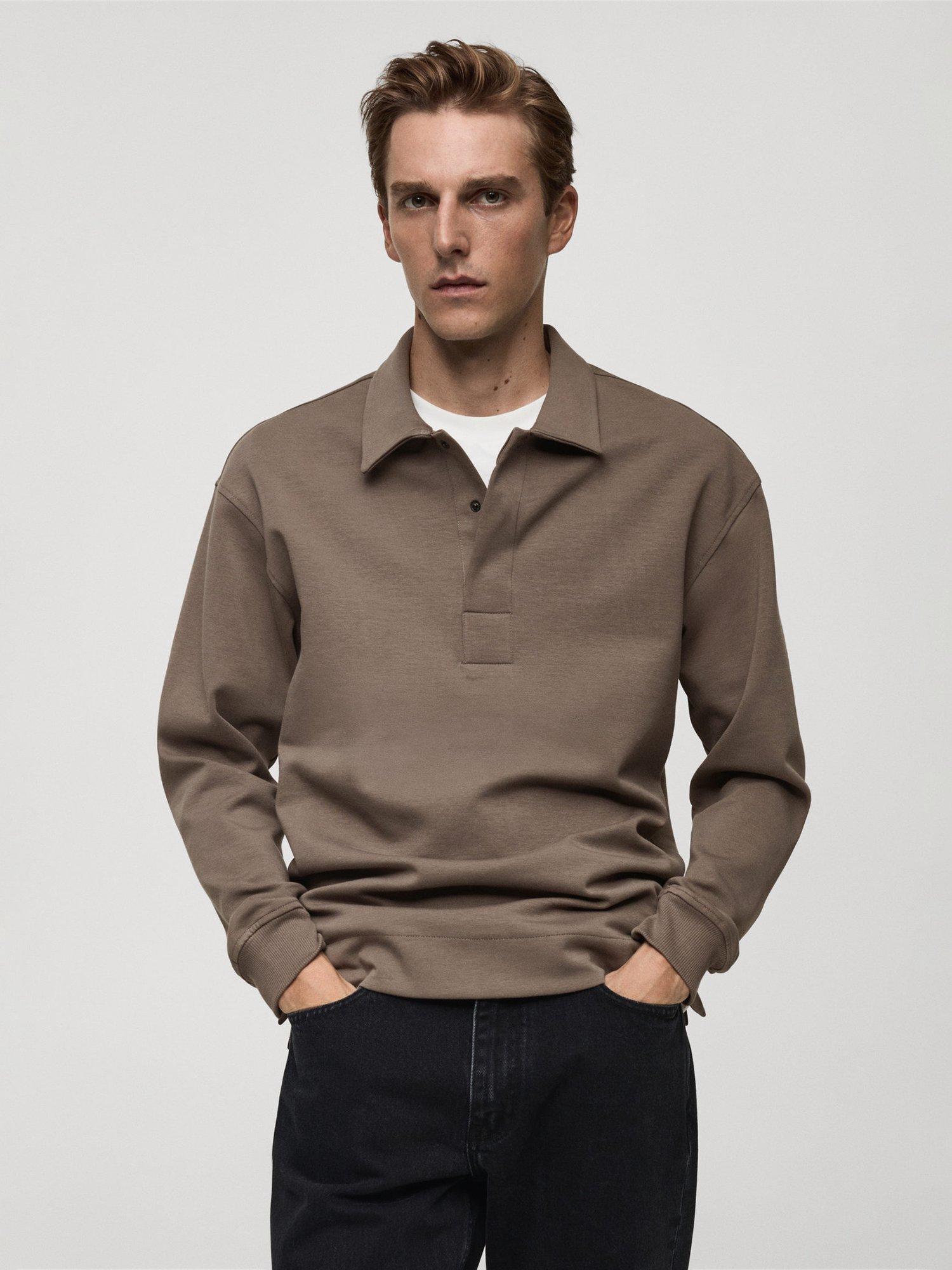 Mango Berto Polo Jumper, Medium Grey