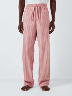 John Lewis Organic Cotton Blend Stripe Pyjama Trousers, Red Mid, Red Mid