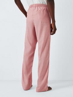 John Lewis Organic Cotton Blend Stripe Pyjama Trousers, Red Mid - view 2, Red Mid