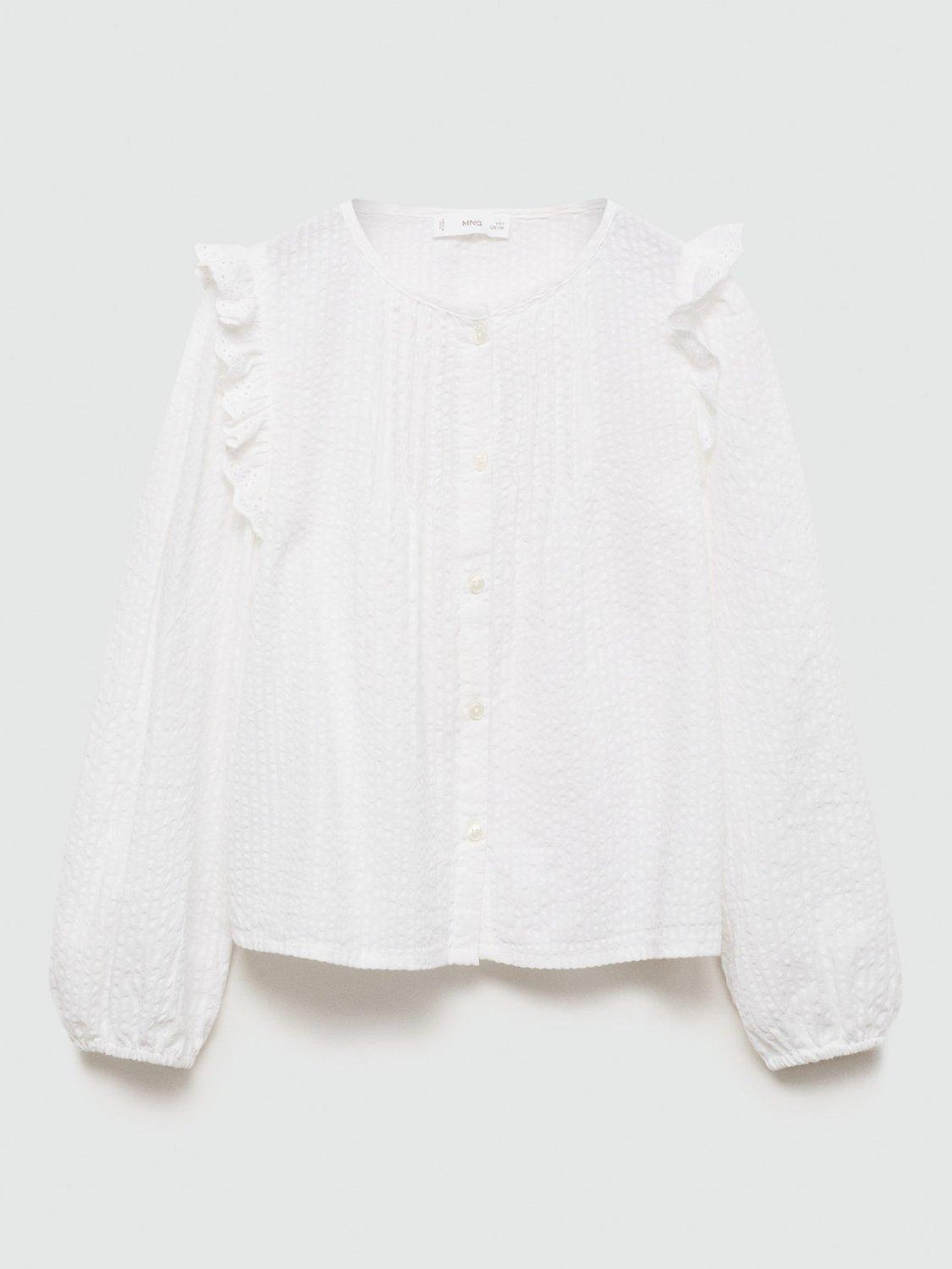 Mango Kids' Back to School Lupe Cotton Blouse, White