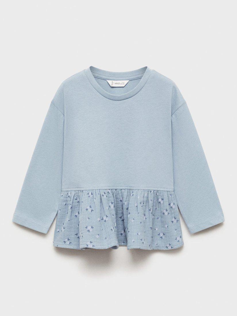 Mango Kids' Bambu Cotton T-Shirt, Pale Blue